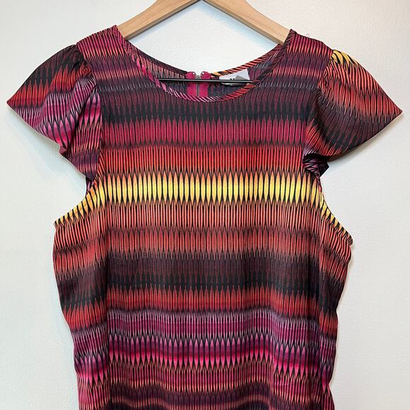 Worthington Women's Multi Parellalism Short Sleeve Striped Top Size Medium - Picture 2 of 6